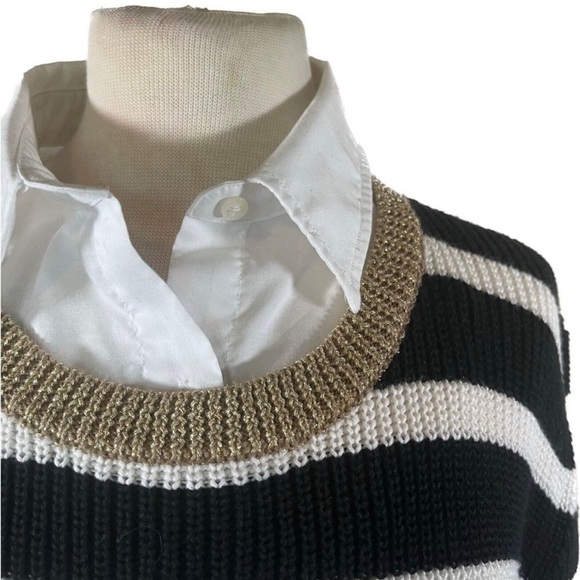 Ralph Lauren Shirt Layered Striped Cable Sweater - Picture 2 of 12